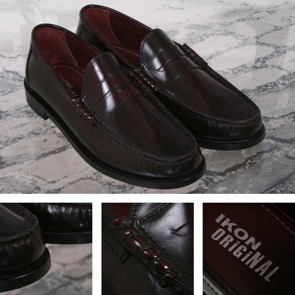 Ikon Originals Albion Mod 60's Plain Top Beefroll Penny Loafer Slip On Oxblood Ikon Originals Albion Mod 60's Plain Top Beefroll Penny Loafer Slip On Oxblood